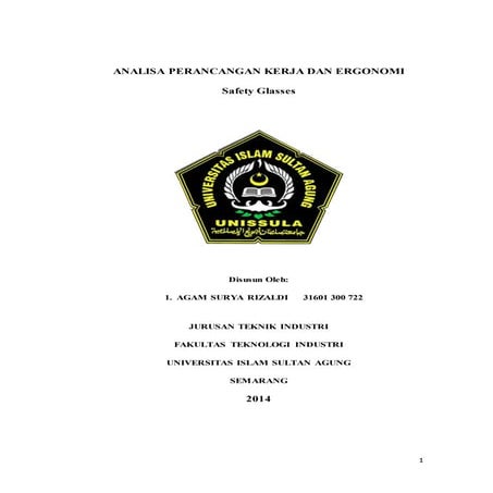 ANALISA PERANCANGAN KERJA DAN ERGONOMI Safety Glasses Ergo kacamata