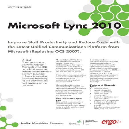 Ergo Microsoft Lync 2010 Brochure
