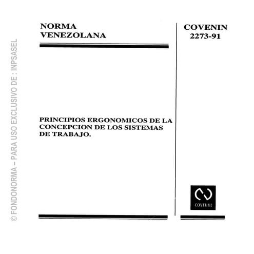 COVENIN 2273:91, Principios Ergonómicos
