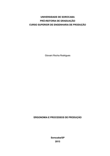 Ergonomia e processos de produção