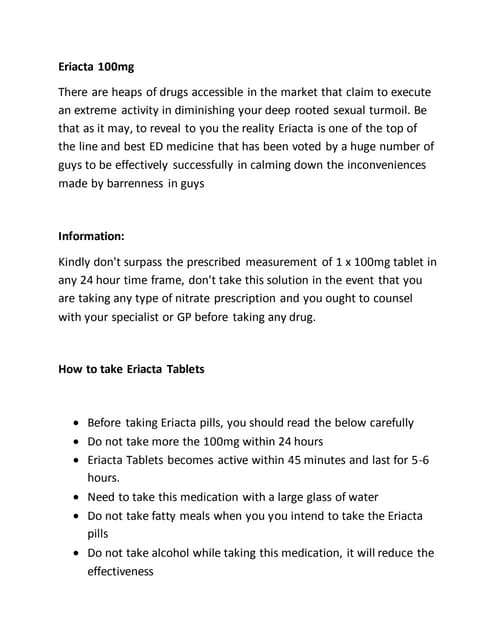Eriacta 100 mg tablet
