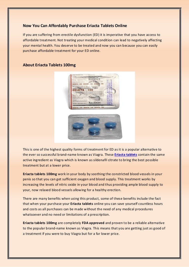 Cost Of Eriacta