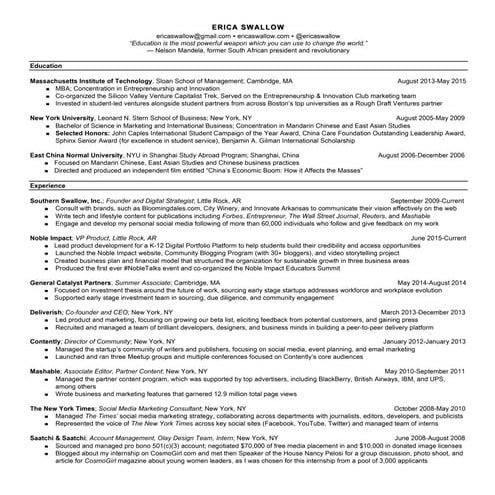 Erica Swallow's Resume