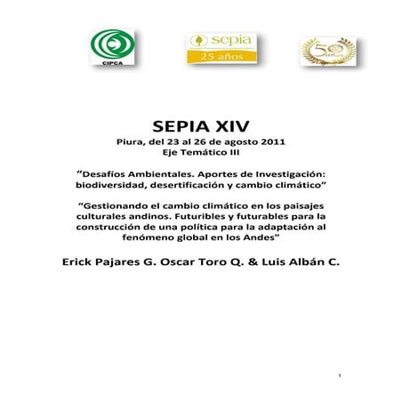 Gestionando el cambio climático en los paisajes culturales andinos. Futurible...