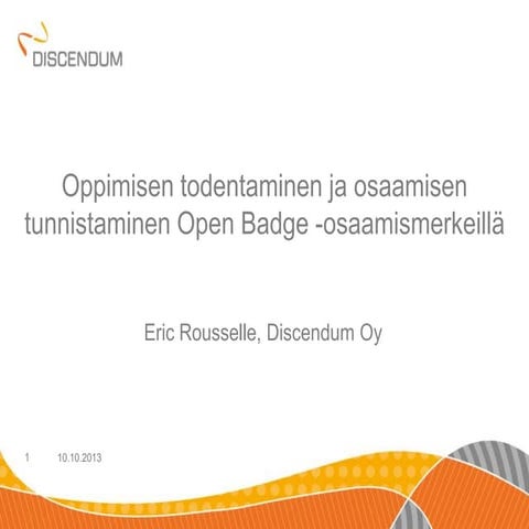 Osaamisen tunnistaminen ja tunnustaminen Open Badges -osaamismerkeillä