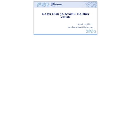 E-riigist. ERAH loeng TTÜs