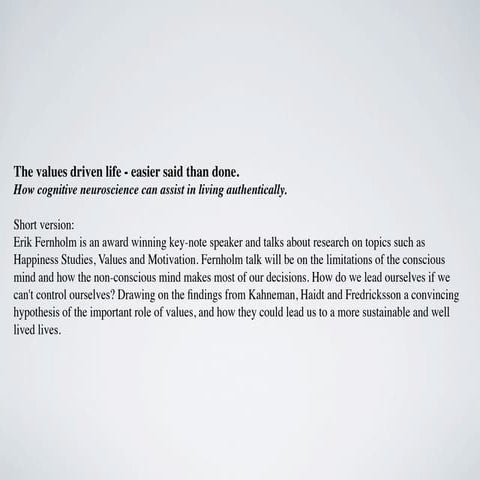 The Values Driven Life-Easier Said than Done: Erik Fernholm