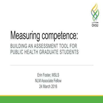 Measuring competence: building an assessment tool for public health graduate ...