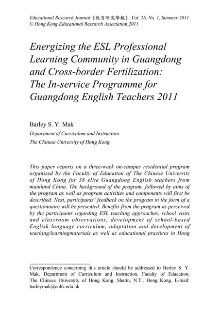 in-service program for English teachers