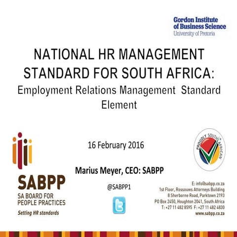 Employment Relations Standard for SA 