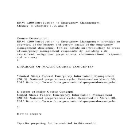 ERM 1200 Introduction to Emergency ManagementModule 1 Chapter