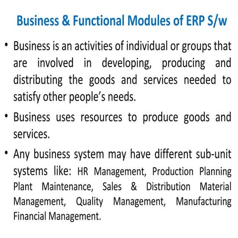 Functional Modules of ERP By Dr. B. J. Mohite