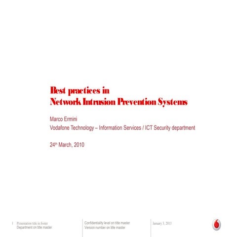 Best practices in NIPS - IDC Sofia - March 2010