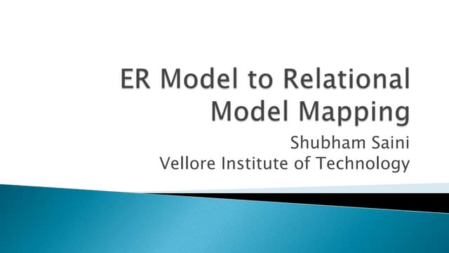 ER model to Relational model mapping