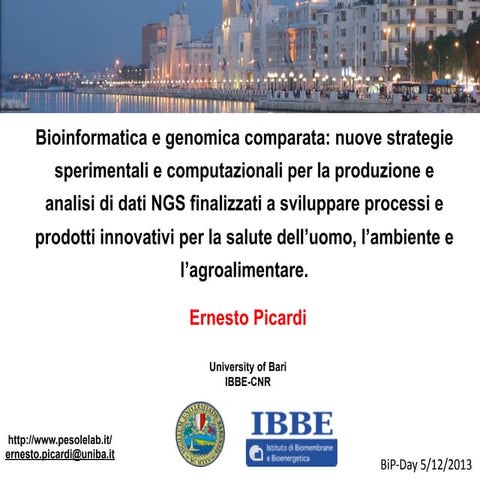 Ernesto Picardi – Bioinformatica e genomica comparata: nuove strategie sperim...