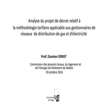 Analyse du projet de décret relatif à  la méthodologie tarifaire applicable a...