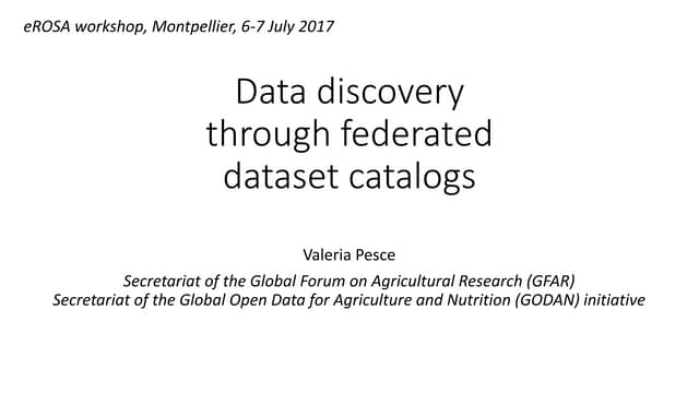 Data discovery through federated dataset catalogs