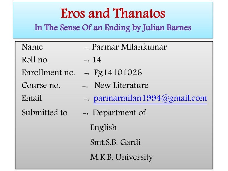 Eros and thanatos in Sense of an Ending by Julian Barnes