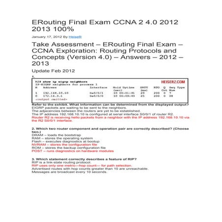 E routing final exam ccna 2 46