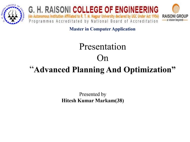 Advanced Planning And Optimization