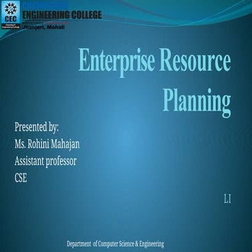Enterprise Resource Planning - Introduction | PPTX