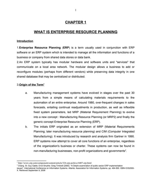ERP a research & study paper by ejaz ahmed bhatti