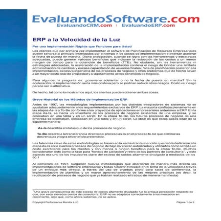 Erp a velocidad de la luz