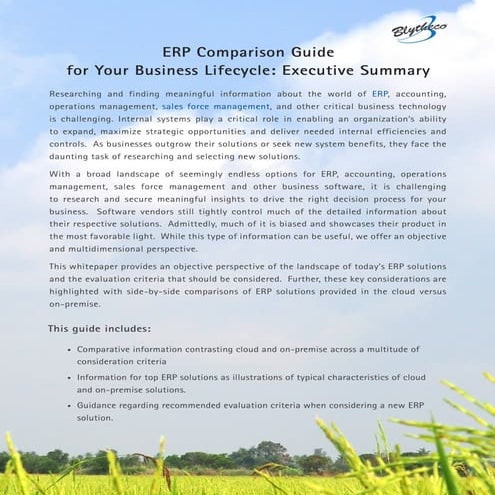 ERP Comparison Guide: Executive Summary