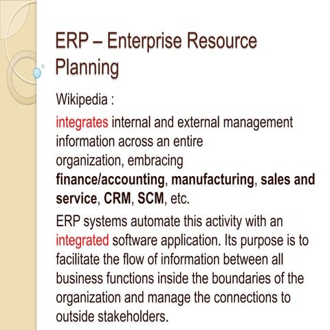 Erp – enterprise resource planning