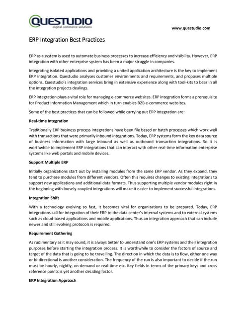 ERP Integration Best Practices | PDF