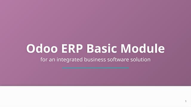 ERP Odoo Presentation updated odoo basic modul