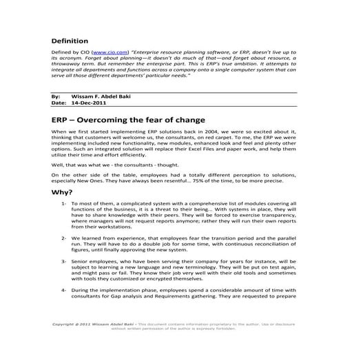 Erp – overcoming the fear of change