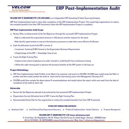 ERP Post Implementation Audit