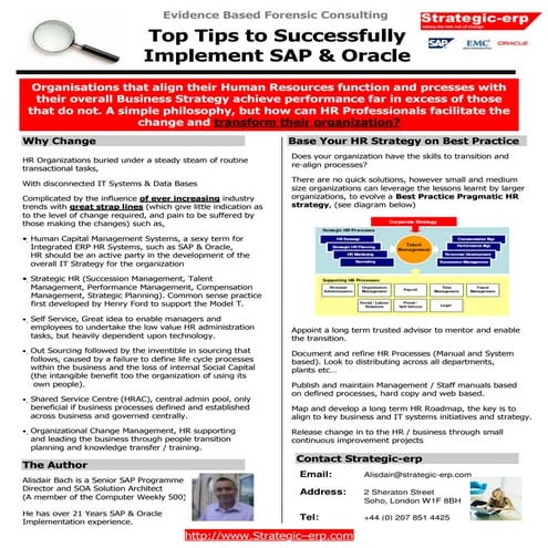 Erp  Sap Oracle Hr Strategy Top Tip Alisdair Bach