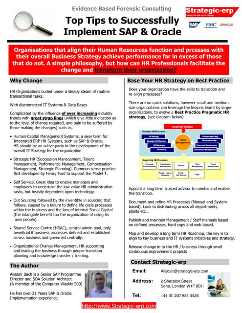Erp  Sap Oracle Hr Strategy Top Tip Alisdair Bach