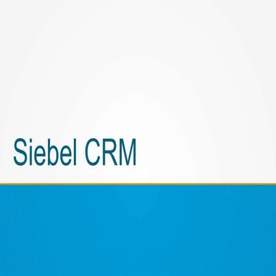SIEBEL Customer Relationship Management 