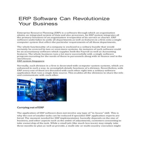 Erp software can revolutionize your business