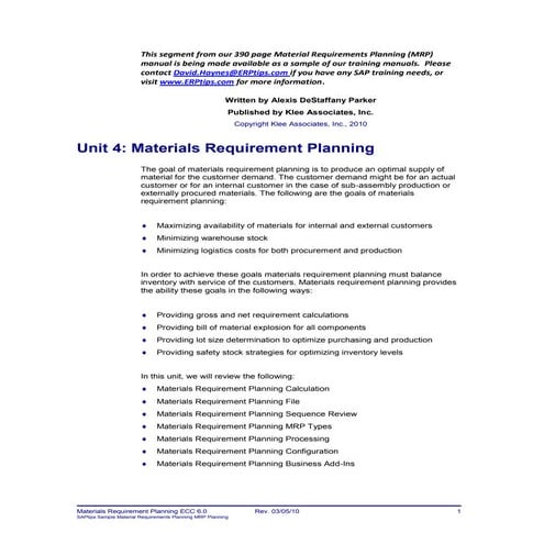 Er ptips material requirements-planning