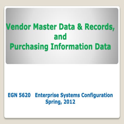 ERP vendor master records
