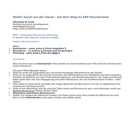 ERP Wunderland  christian h. leeb