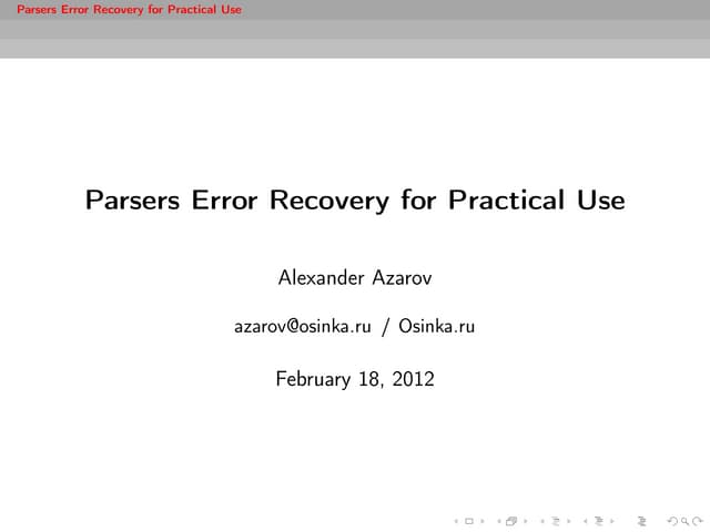Scala parsers Error Recovery in Production