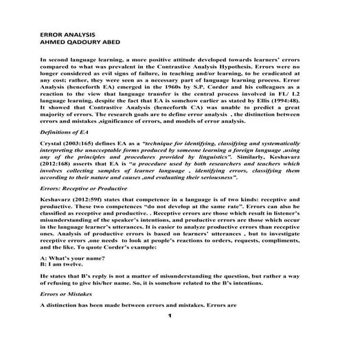 Error analysis revised