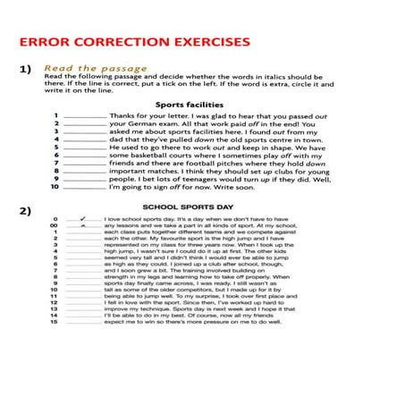 Error correction exercises with key | DOCX