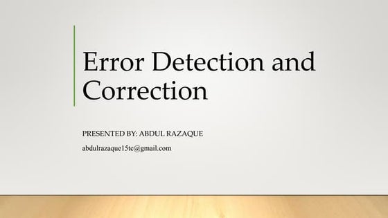 Error Detection And Correction | PPT