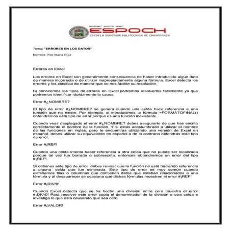 Errores de excel