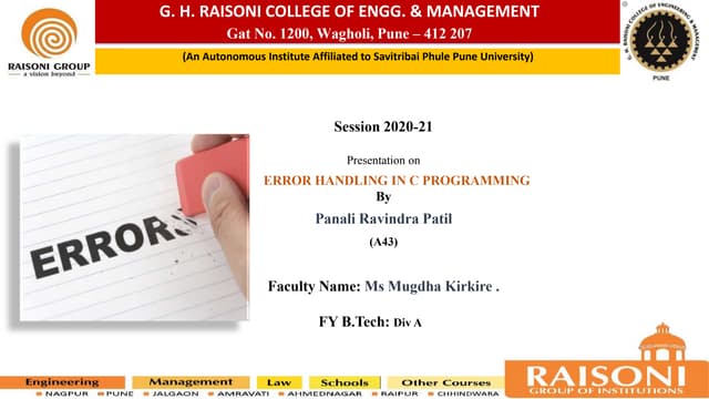 Error hanadling in c programming presentation