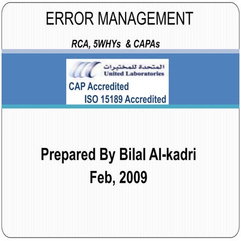Error Management, RCA