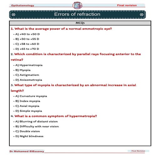 180 Multiple Choice Questions (MCQS) - Optics and Refraction.docx