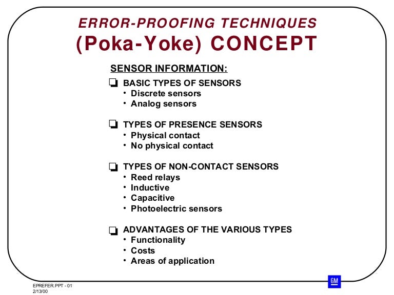 Error proofing technique - Poka Yoke electrical wiring errors 