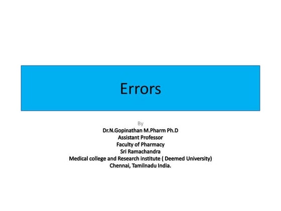 Methods of minimizing errors | PPT